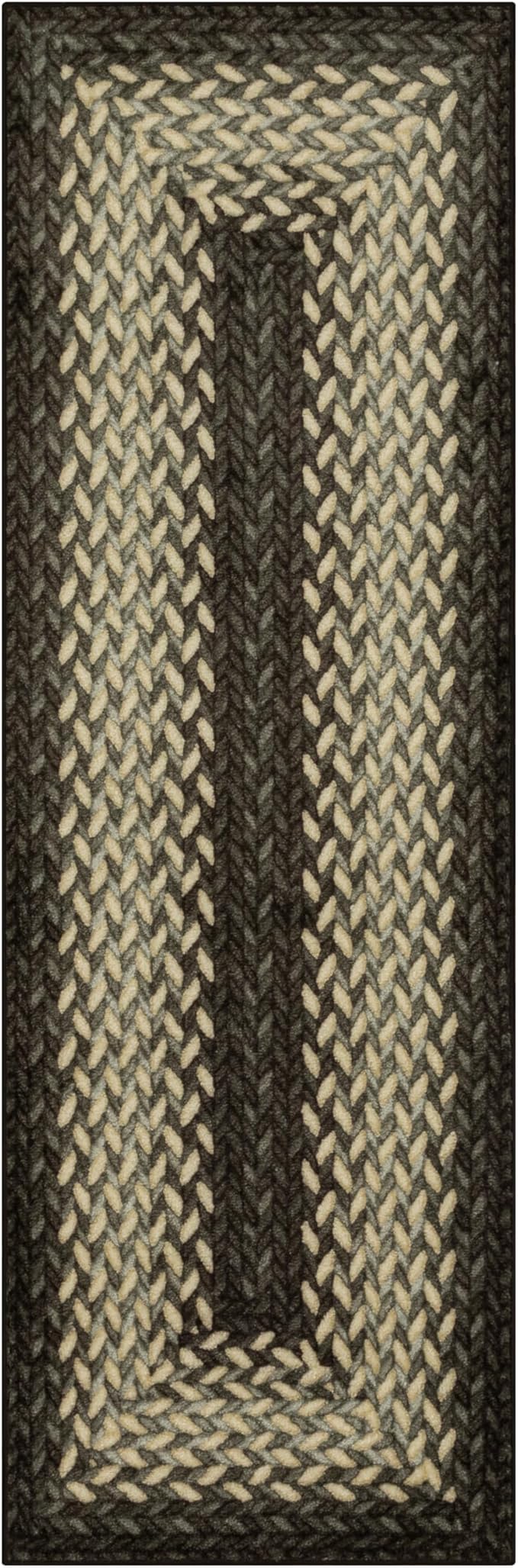 Maples Rugs Marion Bohemian Braided-Style Print Runner Rug – Made in USA – by MaplesRugs