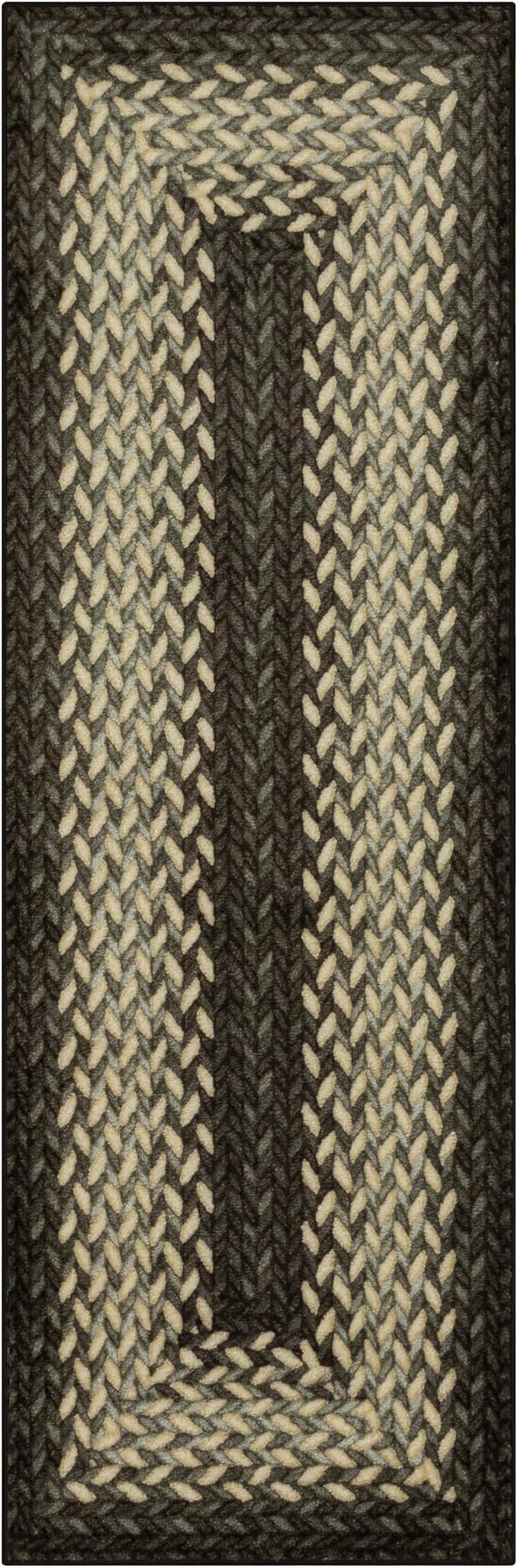 Maples Rugs Marion Bohemian Braided-Style Print Runner Rug – Made in USA – by MaplesRugs