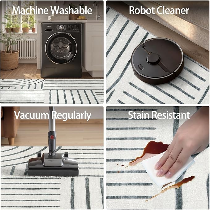 DCX Abstract Machine Washable 5x7 Rug, Soft Low Pile Non Slip Carpet, Kid & Pet - Image 6