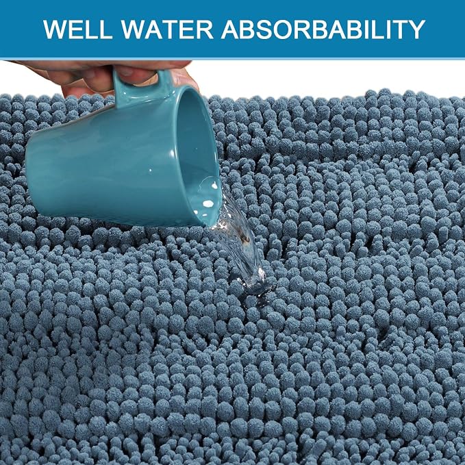 H.VERSAILTEX Bath Mats for Bathroom Non Slip Extra Thick Chenille Striped Bath - Image 5