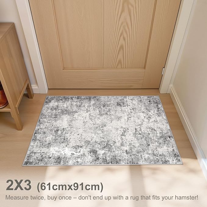 UERMEI 2x3 Entryway Area Rug: Washable Neutral Modern Abstract Small Rug - Image 2