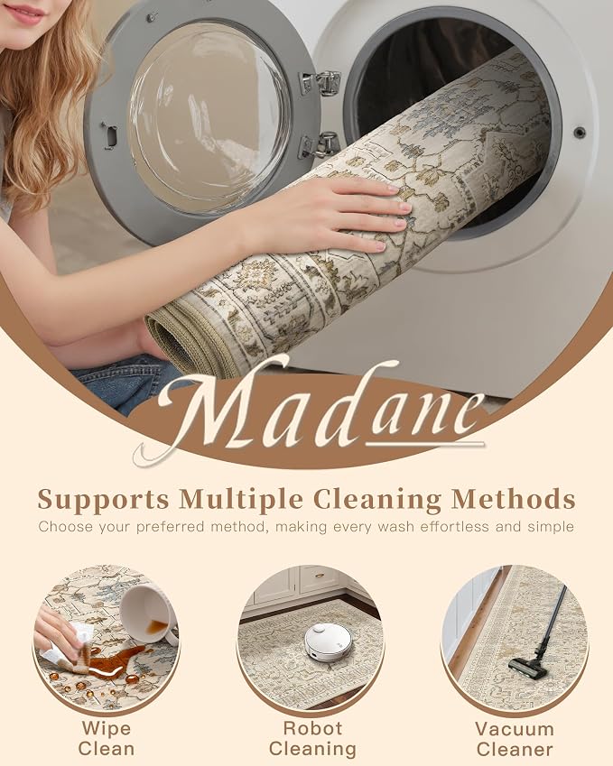Madane 6x9 Area Rugs for Living Room, Stain Resistant Washable Rugs, Non-Slip - Image 8