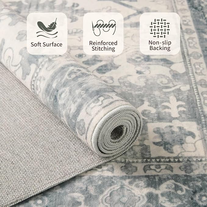 Rugxara 2x6 Washable Runner Rug, Non Slip Boho Runner Rugs - Image 4