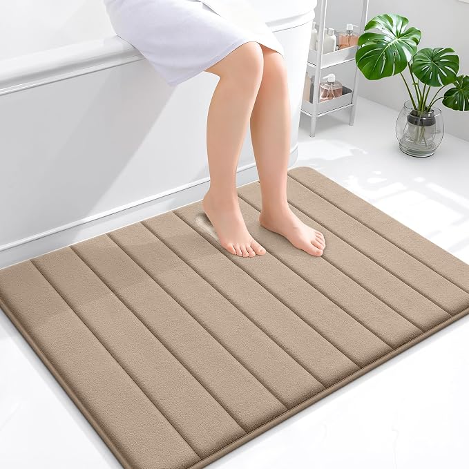 OLANLY Memory Foam Bath Mat 40x32, Super Soft Absorbent Bathroom Rugs, Quick Dry by OLANLY