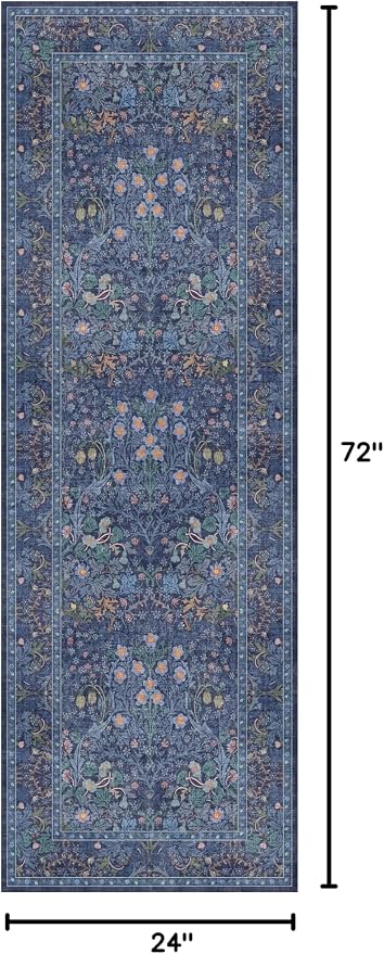 Hazo Haus Non Slip 2x6 Dark Blue Kitchen Runner Rug - Image 2