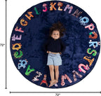 ABC Alphabet Rug for Kids – 6 ft Round Blue Play Mat for Toddlers & Babies - Image 2