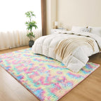 Litanika 5x8 Shag Area Rug for Living Room Bedroom, Tie-Dyed Rainbow High Pile - Image 3