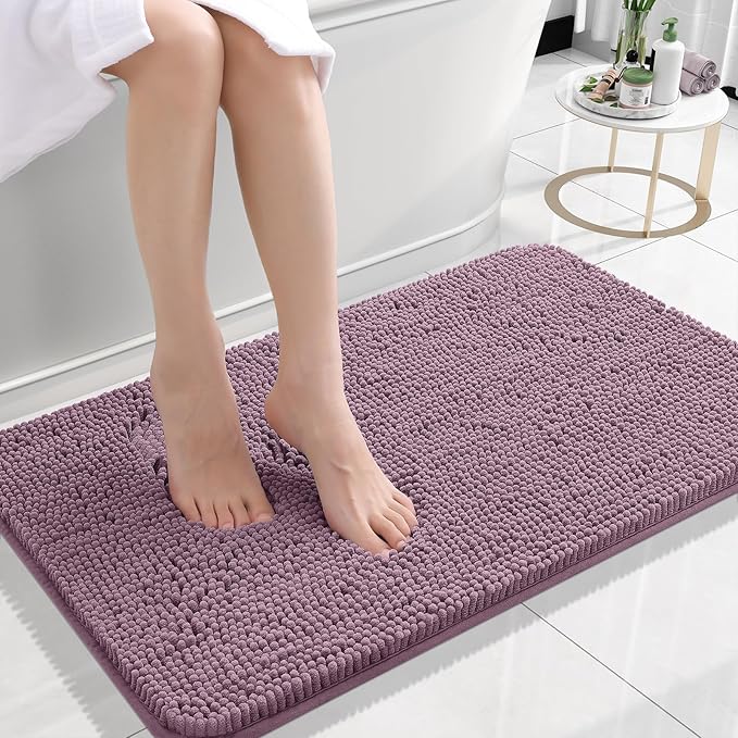 OLANLY Small Bathroom Rugs 24x16, Extra Soft Absorbent Chenille Bath Rugs by OLANLY