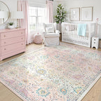 Lahome Pink Boho Area Rug, 8x10 Washable Rugs - Image 6