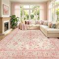 RELEANY Area Rugs Large 9'x12' Washable Non-Slip, Floral Vintage Distress by RELEANY