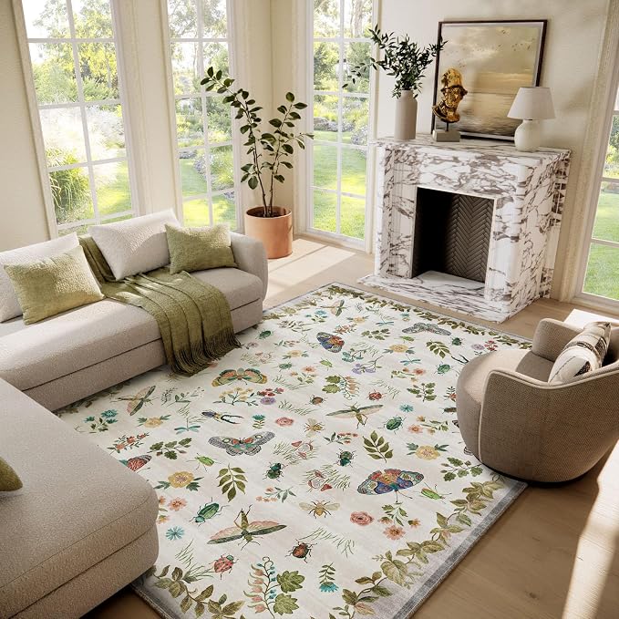6x9 Area Rugs for Living Room: Washable Bedroom Rug Vintage Rugs Indoor Stain by palohom