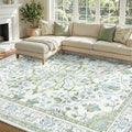RELEANY Area Rugs 7'x9' Washable Non-Slip, Floral Vintage Distress Medallion by RELEANY