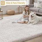 Area Rug for Living Room Bedroom: 9x12 White Soft Fluffy Shag Upgrade Non-Slip - Image 4