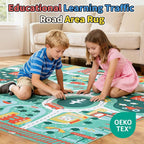 UKISS Educational Play Rug，55"x55" Traffic Road Kids Car Mat, Non-Slip Washable - Image 3