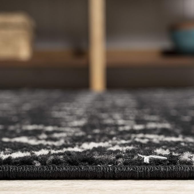 JONATHAN Y Boho Vintage Diamond Black/Ivory Square Area Rug 9X9 ft, Moroccan - Image 6