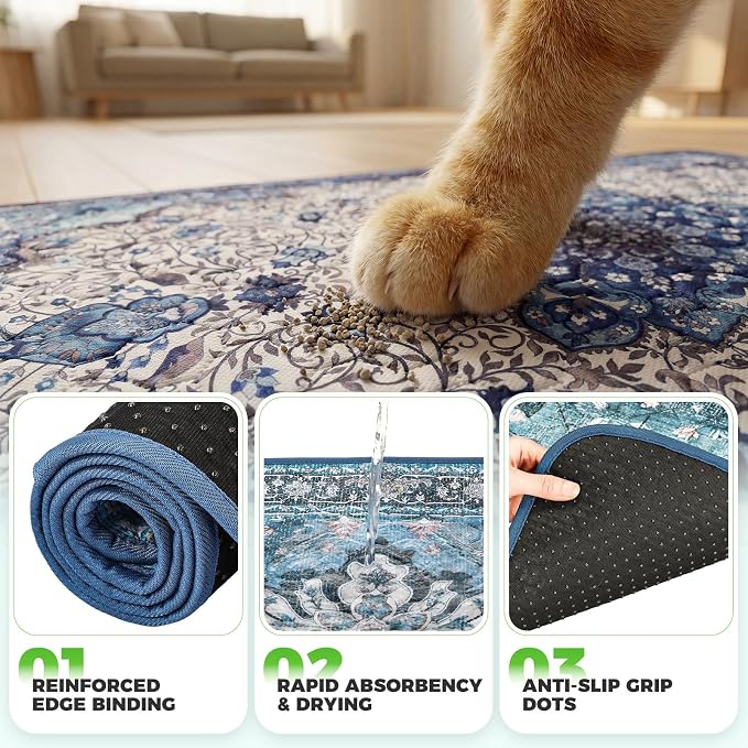 Hompet Cat Litter Mat 2 Pack, 54x54 Large Machine Washable Trapping Mats - Image 5