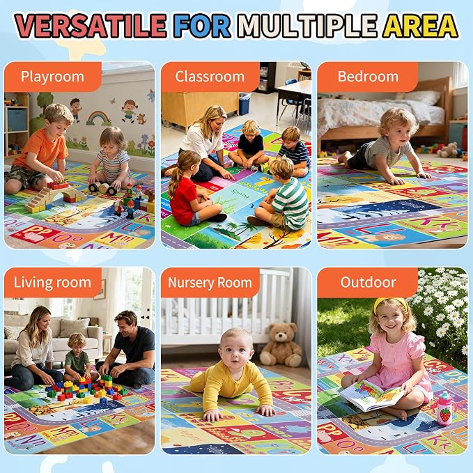 UKISS ABC Kids Rug, Toddler Educational Play Rug - Image 7