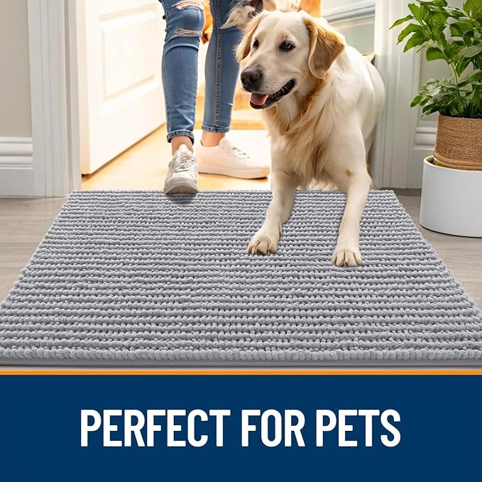 OLANLY Dog Door Mat for Muddy Paws 30x20, Ultra Absorbent Chenille Mud Doormat - Image 6
