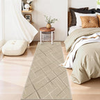 Beige 2x6 Runner Rug Non Slip, Modern Line Carpet Runners - Image 8