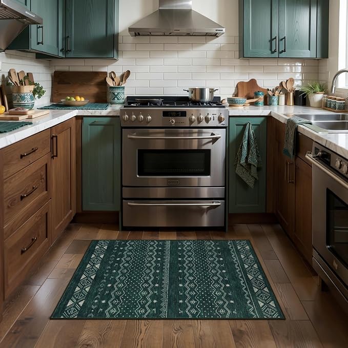 SERISSA 2x3 Rugs for Entryway, Washable Non-Slip Dark Green Small Area Rug - Image 2