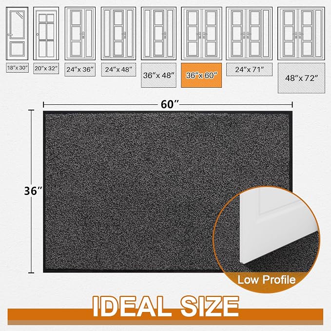 Mibao Front Door Mat Indoor Entrance, Dirt Trapper Welcome Mat - Image 2