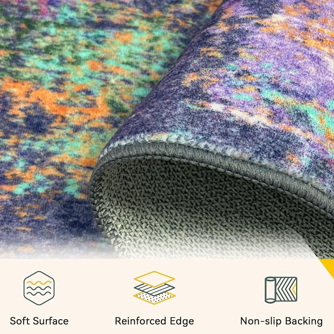 RELEANY Washable Area Rugs 6'x9' Non-Slip Modern Abstract Soft - Image 4
