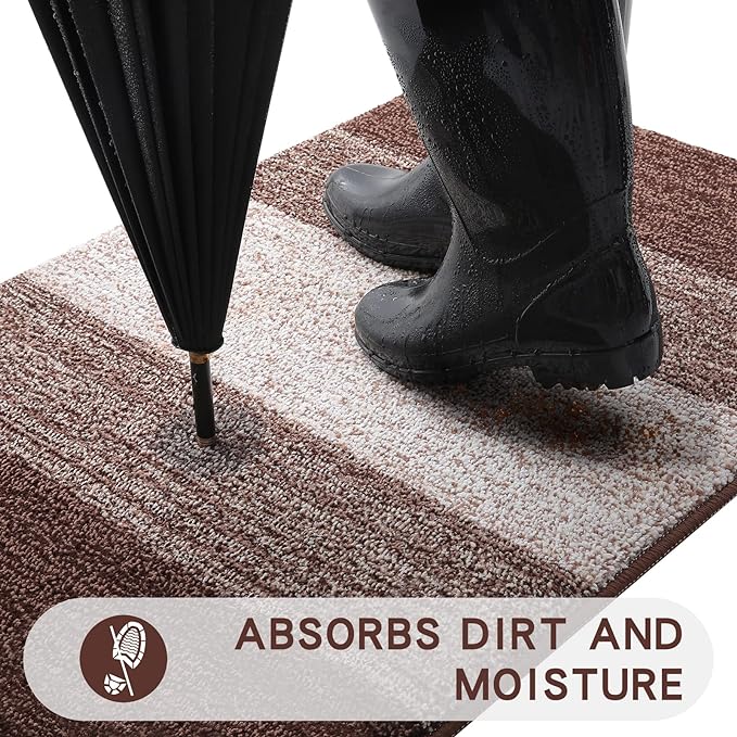 Kitinjoy Indoor Outdoor Door Mat, 30x17 Non-Slip Absorbent Dirt Trapper - Image 2