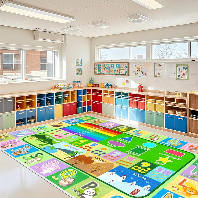 Kids Rugs for Playroom, 6x8 Ft Large Educational ABC Rug by OGPJKEQR