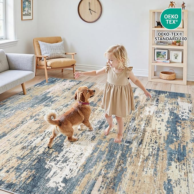 Area Rugs 10x14 Living Room: Large Soft Washable Rug Modern Abstract Anti-Skid - Image 5