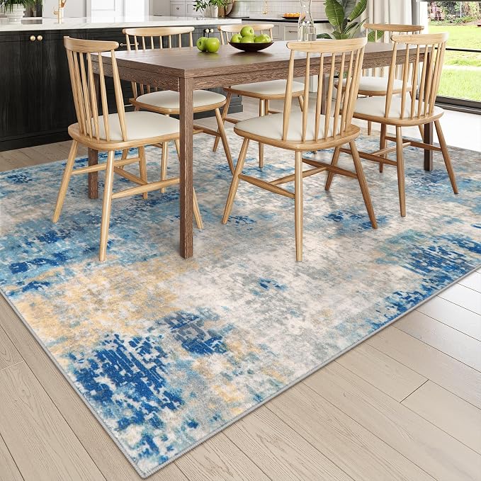 Lahome Modern Abstract Living Room Rug, Washable 8x10 Area Rugs - Image 4