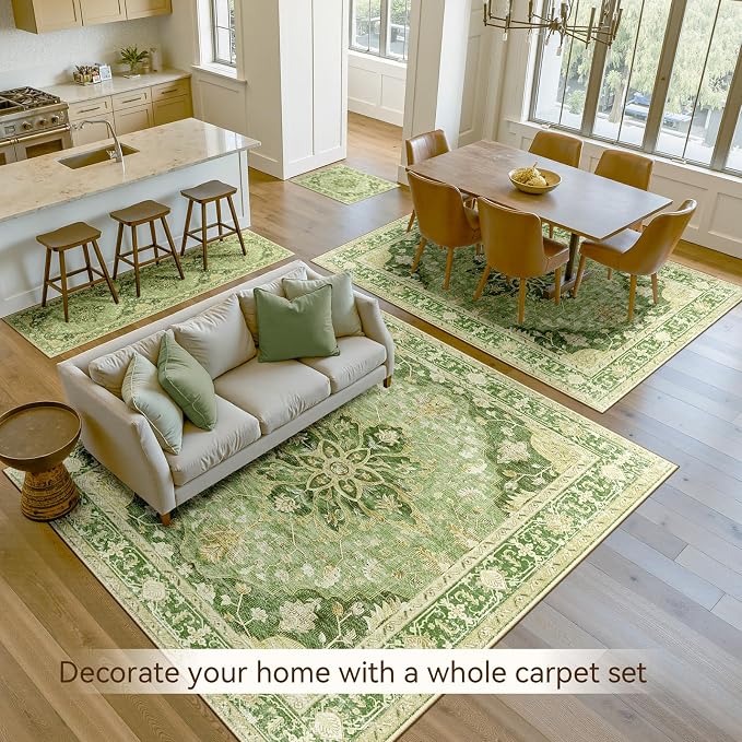 RELEANY Area Rugs 6'x9' Washable Non-Slip, Floral Vintage Distress Medallion - Image 4