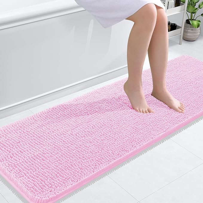 OLANLY Bathroom Runner Rugs 59x20, Extra Soft Absorbent Chenille Bath Rugs by OLANLY