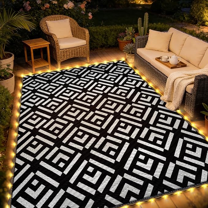 Outdoor Rug 6x9Ft, Solar Powered Outdoor Camping Rug - Image 5