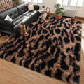 Shag Rugs for Living Room 5x7, Ultra Soft Tie-Dyed Brown Leopard Big Fuzzy Rugs by Ailyei