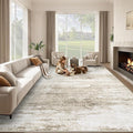 Washable Rug 9x12 Area Rugs for Living Room: Large Neutral Soft Rug Abstract by LOSBULAKE