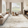 Washable Rug 8x10 Area Rugs for Living Room: Large Neutral Soft Rug Abstract by LOSBULAKE