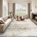 Washable Rug 8x10 Area Rugs for Living Room: Large Neutral Soft Rug Abstract by LOSBULAKE