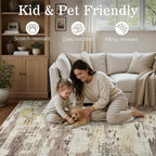 DCX Abstract Area Rug 8x10, Washable Brown Modern Rug - Image 4