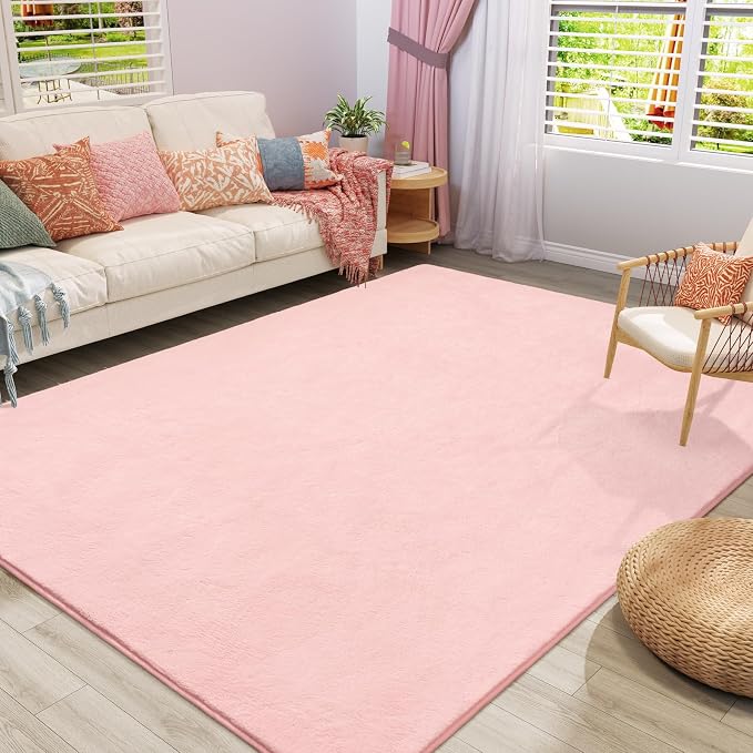 Amearea Modern Area Rugs for Bedroom Living Room, 4x6 Feet Pink Thickened by AmeareaDirect