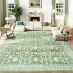 Lessymo Washable Area Rug for Living Room, 8x10 Light Green Large Rugs by Lessymo