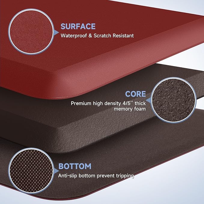 4/5 Inch Thick Kitchen Mat Anti Fatigue Mat Kitchen Rugs Kitchen Decor Non-Slip - Image 3