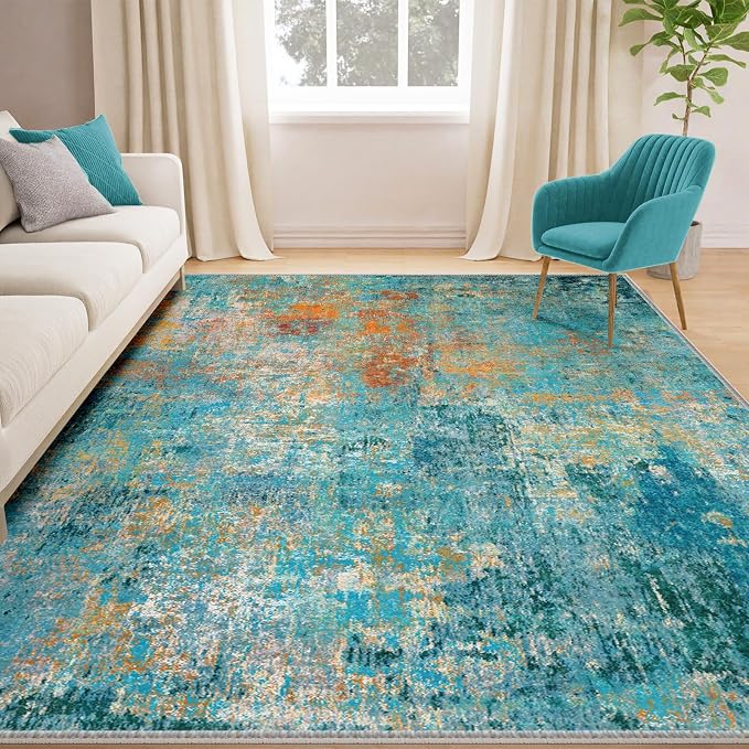 RELEANY Washable Area Rugs 5'x7' Non-Slip Modern Abstract Soft by RELEANY