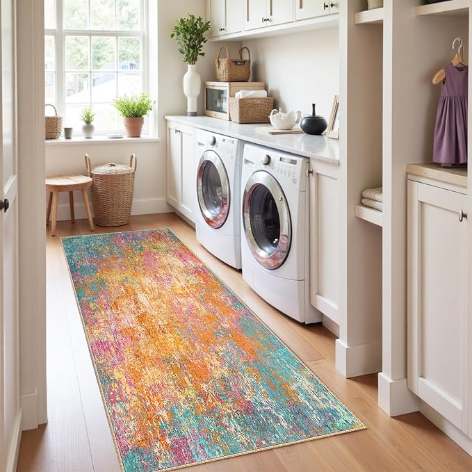 RELEANY Washable Area Rugs 2'x10' Non-Slip Modern Abstract Soft - Image 3