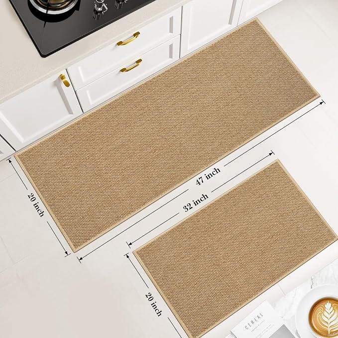 Kitchen Rugs and Mats, Non Slip Washable Set of 2 PCS, Absorbent Kitchen Mats - Image 2