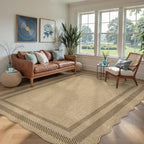 LIVEBOX Scalloped Washable 8x10 Rug, Easy Jute Tan Rug by LIVEBOX