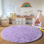 ONASAR Light Purple Round Area Rug 4ft, Soft Bedroom Circle Rugs Floor Mats - Image 4