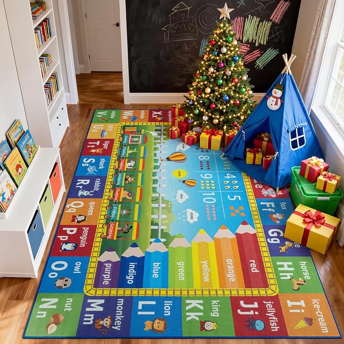 Unirea 8x10 Kids Rug for Playroom Classroom Bedroom, Washable Educational Play - Image 4