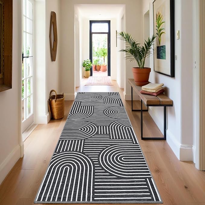 ROYHOME Modern Rug 2x6 Runners for Hallways, Abstract Kitchen Runner Rugs Non - Image 3