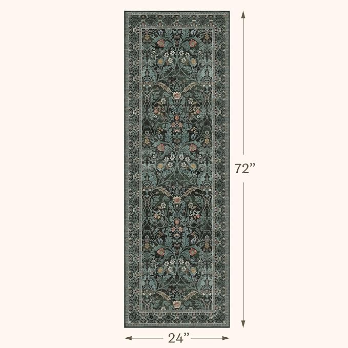 Dusty Teal 2x6 Washable Runner Rug Non Slip - Image 2