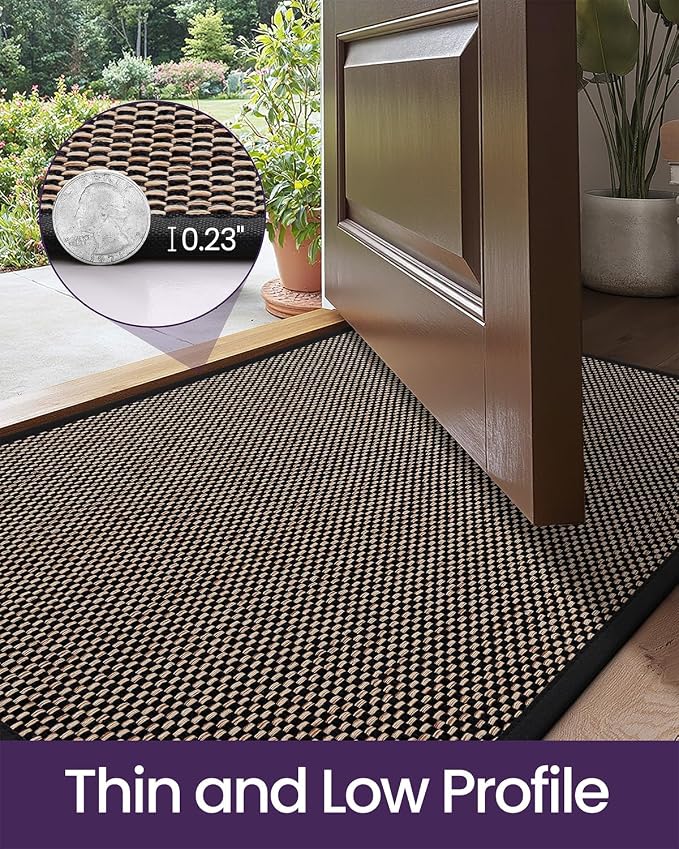 DEXI Ultra Thin Entryway Indoor Door Mat 17x30, Non Slip Rubber Backing Inside - Image 4